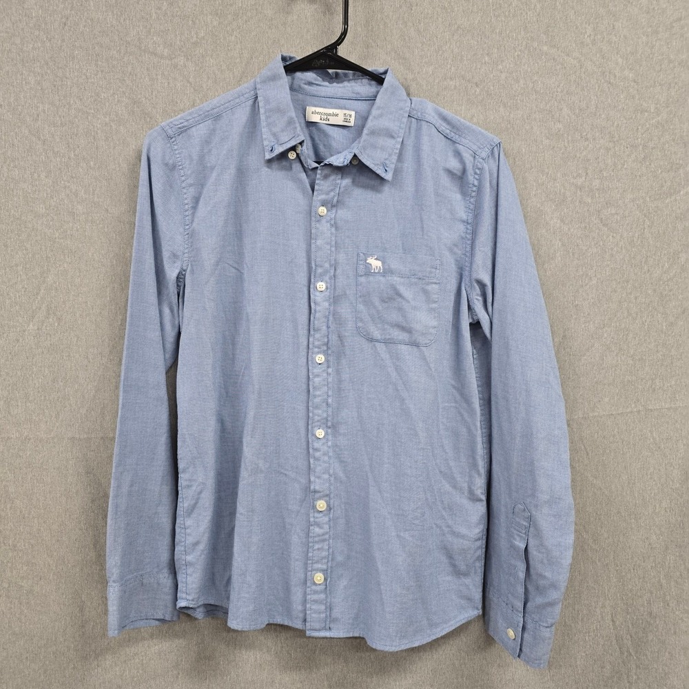Abercrombie Kids Oxford Long Sleeve Button Down Shirt Size 15/16 L XL Boys Blue